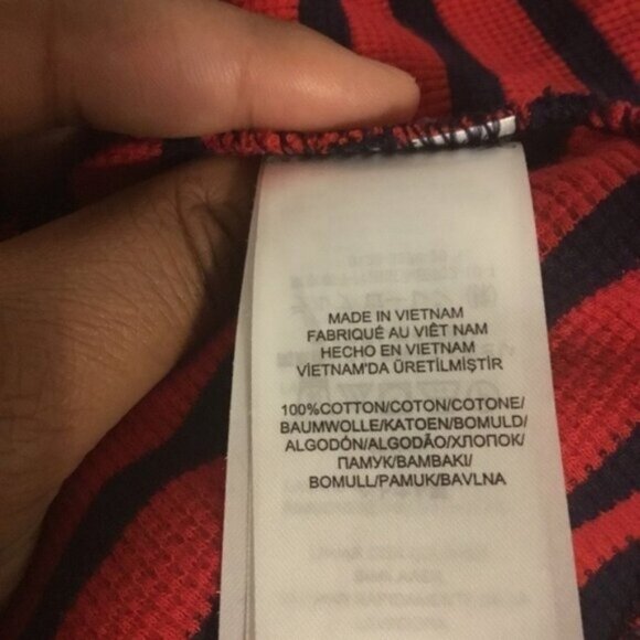 Lauren Ralph Lauren Red Blue Stripped  Waffle Knit Henley Button Down Dress M - Picture 4 of 5